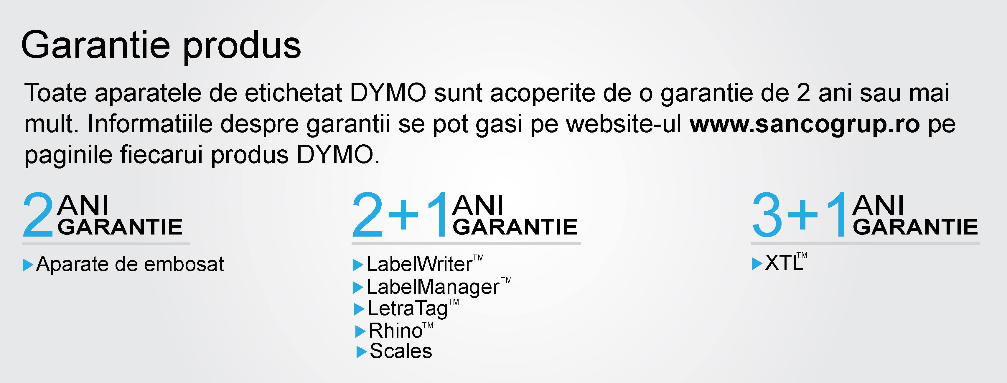 Garantia Produselor Dymo Romania la Sanco Grup